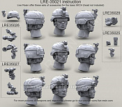 Аксессуары из смолы Шлем армии США ACH-MICH в чехле с креплением ночных очков NVG PVS 7-14-1, 1:35, Live Resin - фото