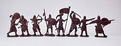 Солдатики из пластика Пешие половцы 54 мм (8 шт, шоколадный цвет, в кор), Воины и битвы