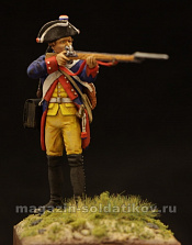 Сборная миниатюра из металла Прусский мушкетер 34-го пехотного полка, Семилетняя война, 54 мм, Chronos miniatures - фото