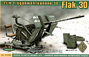 Сборная модель из пластика Flak 30 Немецкое 20мм зенитное орудие АСЕ (1/72) - фото