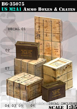 Сборная миниатюра из смолы US M2A1 Ammo Boxes & Crates (1/35), Bravo 6