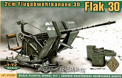 Сборная модель из пластика Flak 30 Немецкое 20мм зенитное орудие АСЕ (1/72)