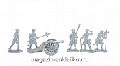 Солдатики из пластика Артиллерия Петра I. Северная война (5+1, серебро) 52 мм, Солдатики ЛАД - фото