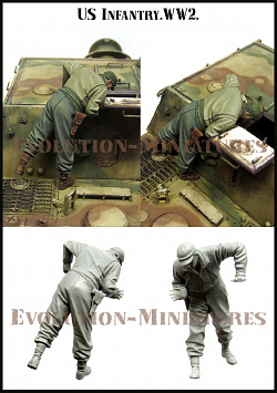 Сборная фигура из смолы ЕМ 35189 Американская пехота WWII, 1:35, Evolution