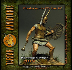 Сборная миниатюра из металла Picenian Warrior, VI-V c. B.C 75mm Tartar Miniatures