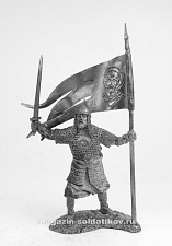 Миниатюра из олова Русский воин со стягом, 54 мм, Солдатики Публия - фото