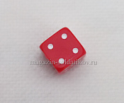 Кубик D6, 10 мм. Красный с белыми точками в блистере - фото
