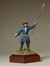 Сборная фигура из смолы SM 75-003 Офицер шведской пехоты. Северная Война 1700-1721, 75 мм, SOGA miniatures - фото