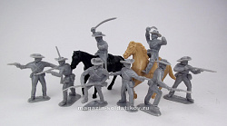 Солдатики из пластика Confederates infantry plus cavalry w/horses 8 figures (gray) 1:32, Timpo