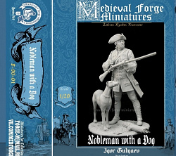 Сборная миниатюра из смолы Дворянин с собакой, 90 mm Medieval Forge Miniatures