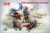 Сборные фигуры из пластика Фигуры, Французская пехота на марше (1914 г.) (1/35) ICM - фото