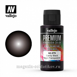 Краска акрил-уретановая, черный candy, 60 мл, Vallejo Premium