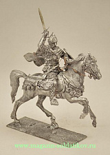Миниатюра из металла Русский конный витязь с мечом, 54 мм, Магазин Солдатики - фото