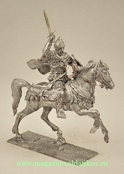 Миниатюра из металла Русский конный витязь с мечом, 54 мм, Магазин Солдатики