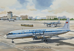 Сборная модель из пластика Пассажирский самолет Ил-18В Аэрофлот/ ОК (1/144) Восточный экспресс