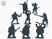 фигурки из пластика Неандертальцы, 54 мм ( 8 шт, цвет -синий, б/к), Воины и битвы - фото