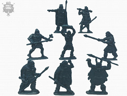 фигурки из пластика Неандертальцы, 54 мм ( 8 шт, цвет -синий, б/к), Воины и битвы