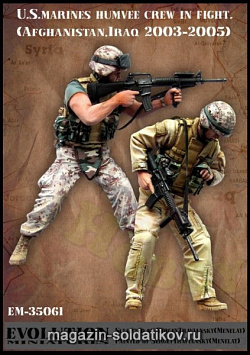Сборная миниатюра из смолы ЕМ 35061 Американский экипаж Хаммера. 2003-2005 Афганистан-Ирак, 1/35 Evolution