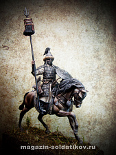 Сборная фигура из смолы Mounted mongol standard-bearer, 54 mm. Mercury Models - фото