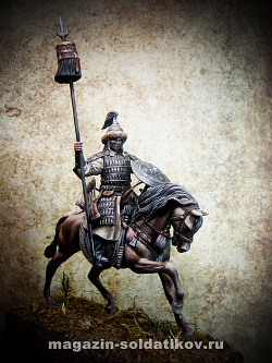 Сборная фигура из смолы Mounted mongol standard-bearer, 54 mm. Mercury Models