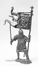 Миниатюра из олова Русский дружинник-знаменосец, XIV в. 54 мм, Солдатики Публия - фото
