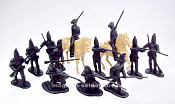 Солдатики из пластика Rev. War Hessians 12 figures in 6 poses (black) plus 2 horses, 1:32 ClassicToySoldiers - фото