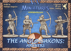 Сборная миниатюра из смолы Англосаксы, набор №3 лучники, 4 фигуры, 28 мм, V&V miniatures
