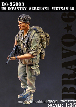 Сборная миниатюра из смолы U.S. Infantry Sergeant, Vietnam '68, (1/35), Bravo 6