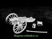 Сборная миниатюра из металла Французская 7-дюймовая гаубица, Наполеоника, 28 мм, Berliner Zinnfiguren - фото