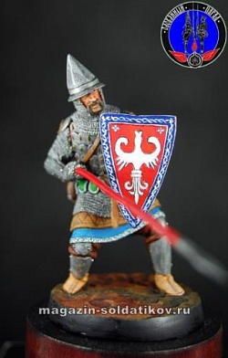 Сборная миниатюра из металла Русский воин второй линии 1242 г, 1:30, Оловянный парад