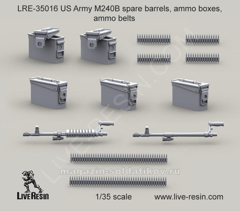 LRE35016 Запасные стволы, ленты и ящики для пулемета M240B 7,62 1:35, Live ...