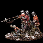 Сборная миниатюра из смолы Война роз. Английская пехота.Набор из 4-х фигур, 54 мм, V&V Miniatures