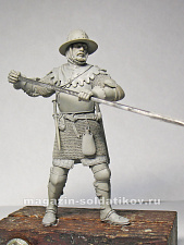 Сборная фигура из смолы Medieval infantryman 14 c, 75 mm. Mercury Models - фото