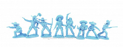 Солдатики из пластика LOD020 1/2 набора Бандиты Стива Вестена, 8 фигур, цвет голубой, 1:32, LOD Enterprises
