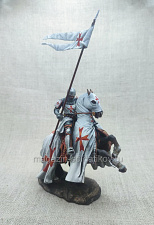 Миниатюра из олова Всадник Ордена бедных рыцарей Христа, XIII век, 54 мм, Студия Большой полк - фото