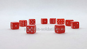 Набор из 10 кубиков D6, 10 мм. Красный с белыми точками в блистере - фото