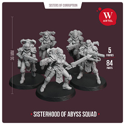 Сборные фигуры из смолы Sisterhood of Abyss Squad, 28 мм, Артель авторской миниатюры «W»