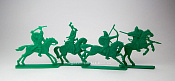 Солдатики из пластика Конные половцы, Выпуск 1, 54 мм (4 шт, зеленый), Воины и битвы - фото