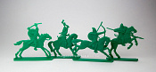 Солдатики из пластика Конные половцы, Выпуск 1, 54 мм (4 шт, зеленый), Воины и битвы - фото