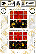 Знамена бумажные, 1:72, Дания (1807-1815), Пехотные полки - фото