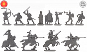 Солдатики из пластика Рыцарский турнир, набор в коробке (12 шт, серый) 52 мм, Солдатики ЛАД - фото