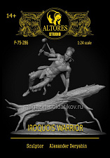 Сборная миниатюра из смолы Воин-ирокез, 75 мм, Altores studio - фото