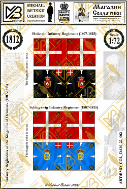 Знамена бумажные, 1:72, Дания (1807-1815), Пехотные полки