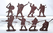 Солдатики из пластика Русская пешая дружина, 54 мм (8 шт, коричневыйй), Воины и битвы - фото