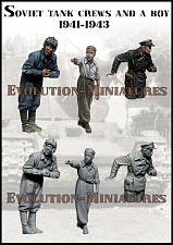 Сборная фигура из смолы ЕМ 35255 Советские танковые экипажи и мальчик, 1:35, Evolution - фото