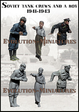 Сборная фигура из смолы ЕМ 35255 Советские танковые экипажи и мальчик, 1:35, Evolution - фото