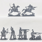 Солдатики из пластика Орбулак, 1643 год. Казахи, часть 1 (6 шт, серебристый), 52 мм, Солдатики ЛАД