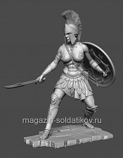Сборная миниатюра из смолы Миры Фэнтези: Спартанская женщина - воин, 54 мм, Chronos miniatures - фото