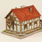 Масштабная модель в сборе и окраске Дом европейский двухэтажный, 1:56, Средневековый город