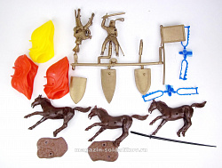 Солдатики из пластика Knights 3 mtd, 3 horses & 13 accessories 1:32, Timpo